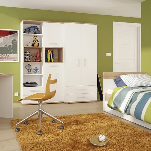 4KIDS Single bed with under drawer with opalino handles